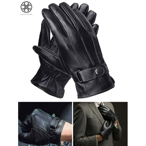 Fly® Male Winter Leather Gloves Wool Lining Motorcycle Leather Gloves Black 